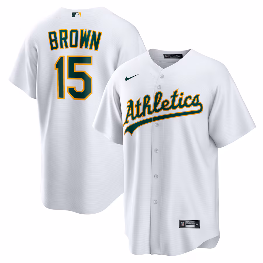 Men's Athletics Seth Brown Nike White Home Replica Jersey