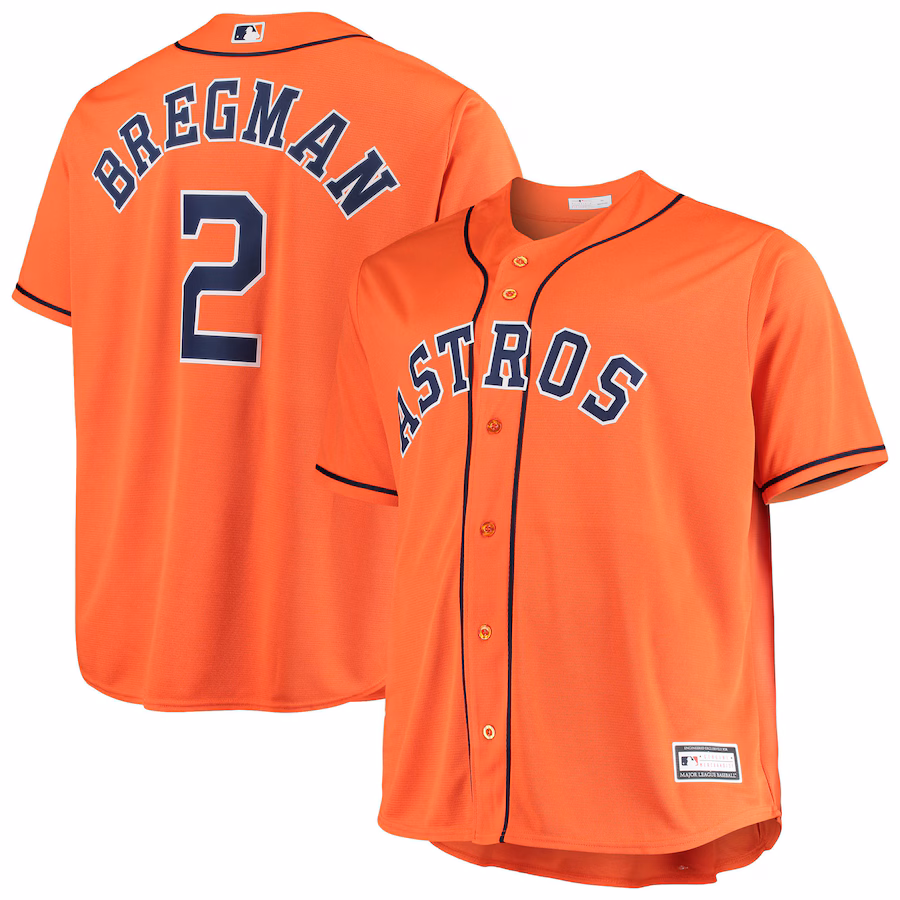 Men's Houston Astros Alex Bregman Majestic Orange Big & Tall Replica Player Jersey