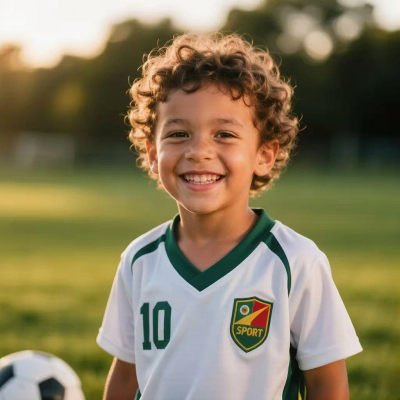 Child wearing custom youth jersey