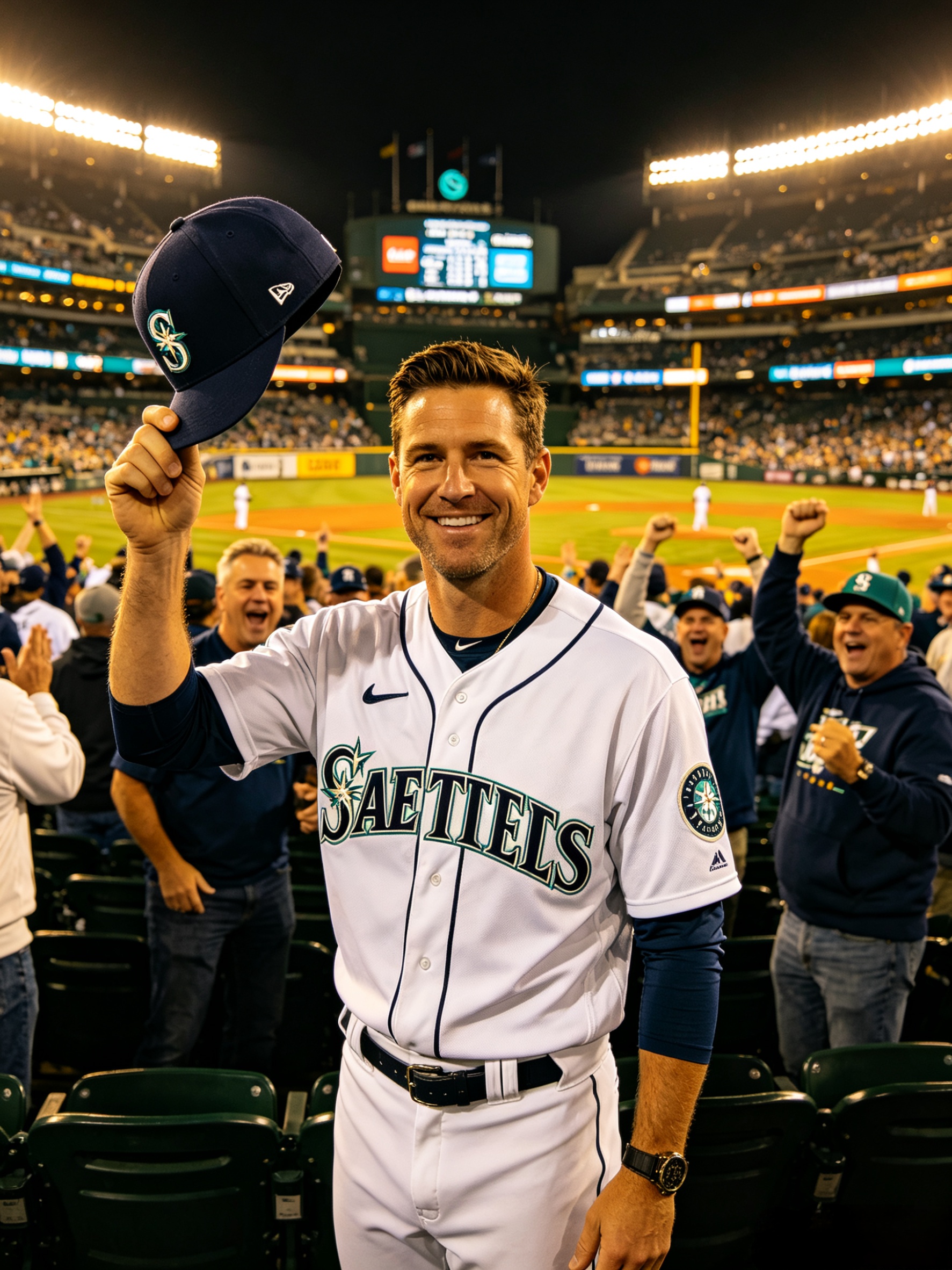 Fan wearing Mariners baseball jersey