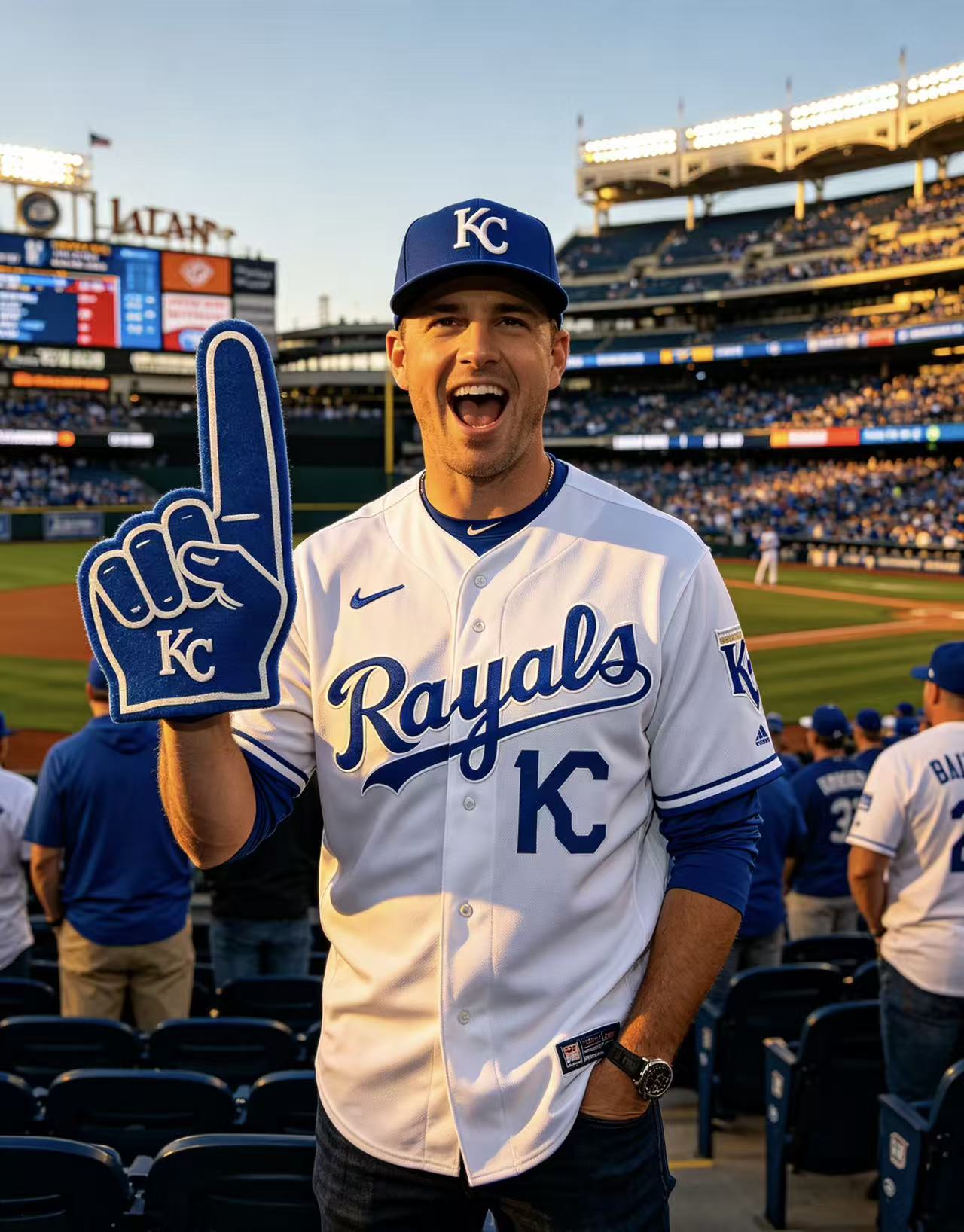 Kansas City Royals Jersey: Royal Blue Style & Fan Guide 4 Fan wearing Royals baseball jersey